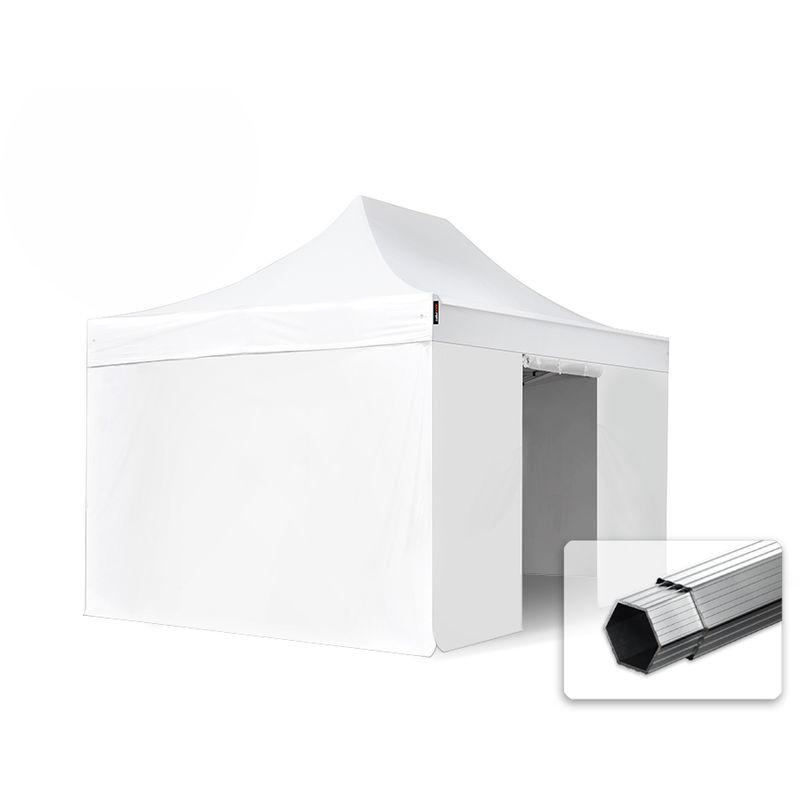 3x4,5 m Faltpavillon professional Alu 40mm, Seitenteile ohne Fenster, weiß
