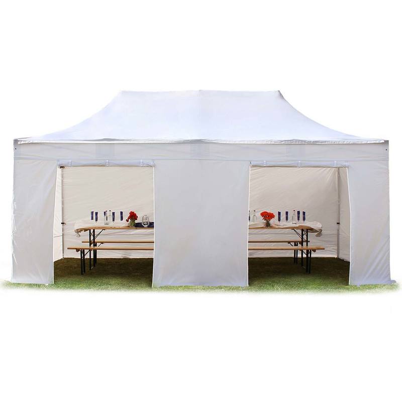 3x6 m Faltpavillon, premium Stahl 40mm, Seitenteile ohne Fenster, weiß