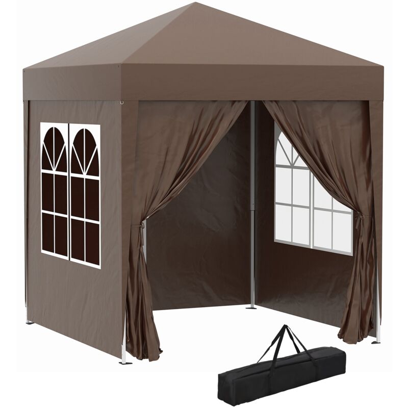 Pavillon 2x2m Wasserdicht, Pop-up Faltpavillon mit 4 Seitenwänden, Abflusslöcher Fenster, faltbar Partyzelt uv 30+, Gartenzelt mit Tragetasche,