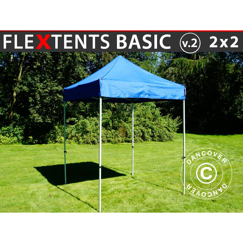 Dancover - Faltzelt Faltpavillon Wasserdicht FleXtents Basic v.2, 2x2m Blau