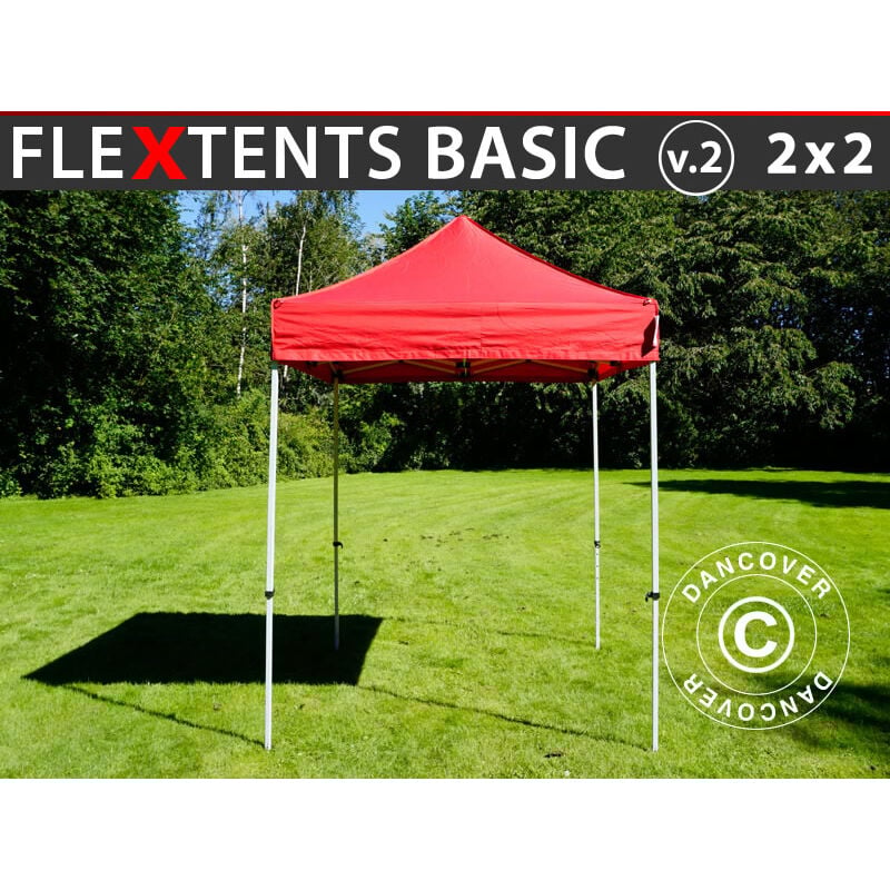 Dancover - Faltzelt Faltpavillon Wasserdicht FleXtents Basic v.2, 2x2m Rot