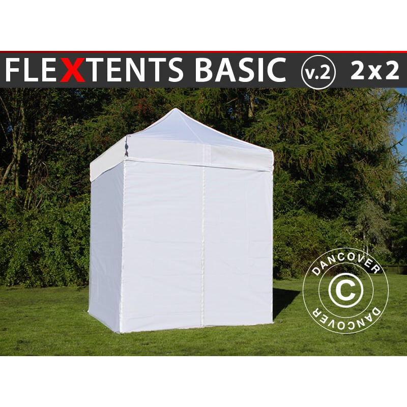 Dancover - Faltzelt Faltpavillon Wasserdicht FleXtents Basic v.2, 2x2m Weiß,