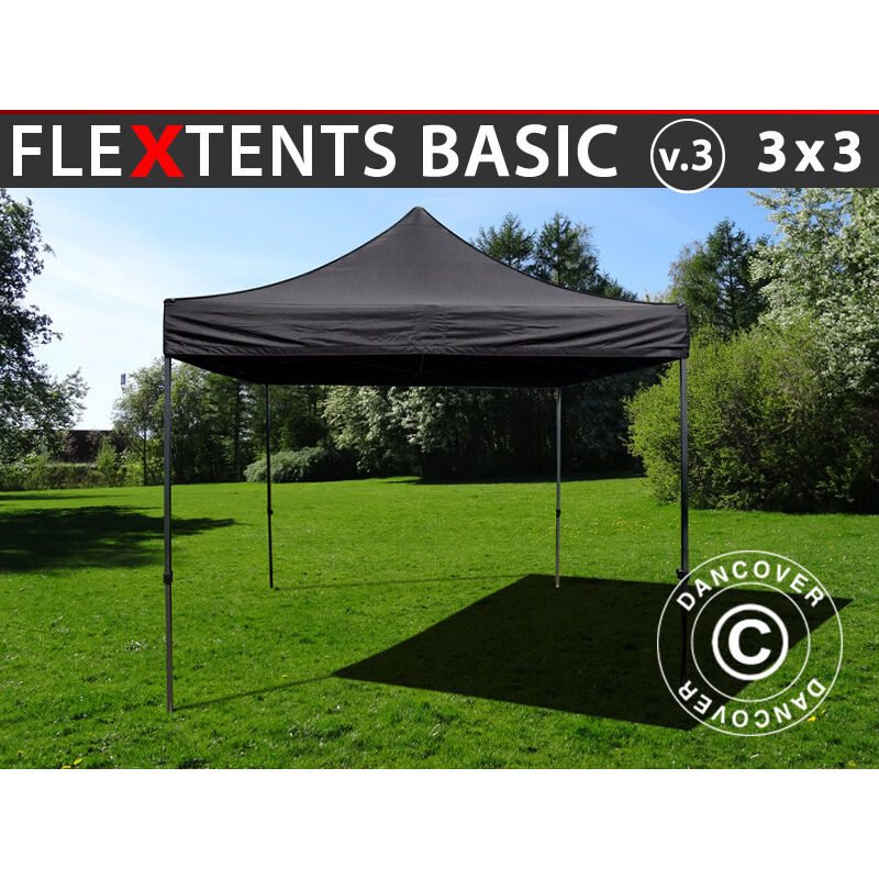 Faltzelt Faltpavillon Wasserdicht FleXtents Basic v.3, 3x3m