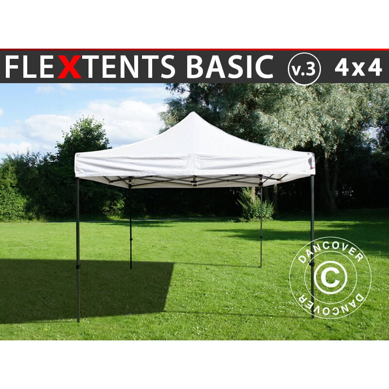 Dancover - Faltzelt Faltpavillon Wasserdicht FleXtents Basic v.3, 4x4m Weiß