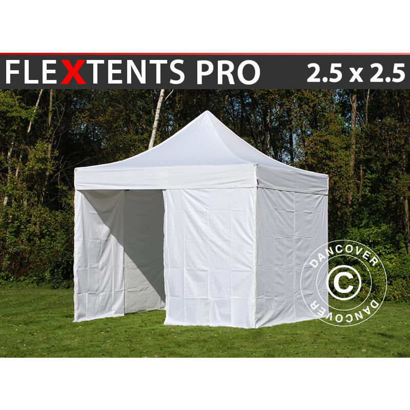 Faltzelt Faltpavillon Wasserdicht FleXtents pro 2,5x2,5m Weiß,