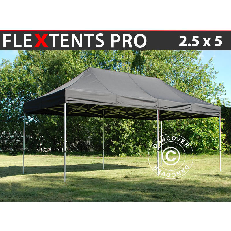 Faltzelt Faltpavillon Wasserdicht FleXtents PRO 2,5x5m Schwarz