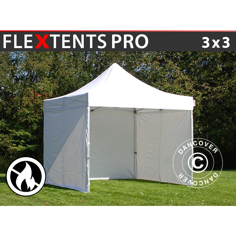 Faltzelt Faltpavillon Wasserdicht FleXtents pro 3x3m Weiß,