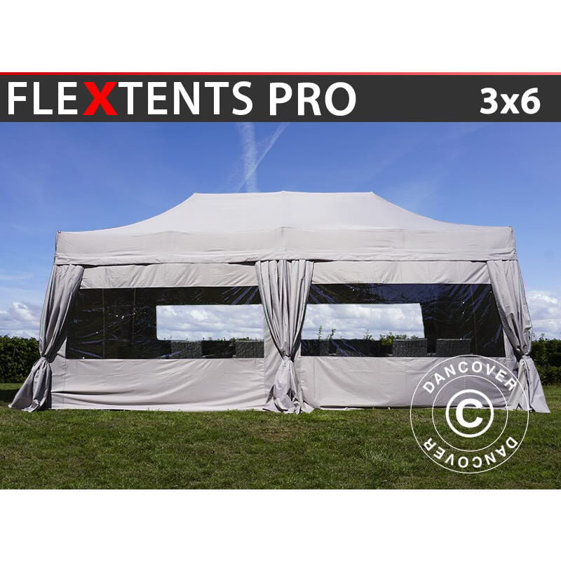 Faltzelt Faltpavillon Wasserdicht FleXtents PRO 3x6m Latte, mit 6