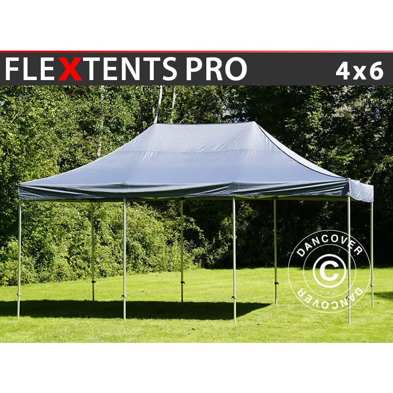 Faltzelt Faltpavillon Wasserdicht FleXtents pro 4x6m Grau
