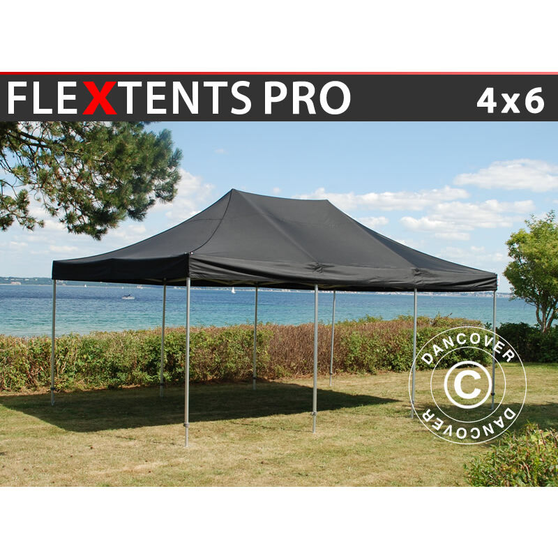 Faltzelt Faltpavillon Wasserdicht FleXtents pro 4x6m Schwarz