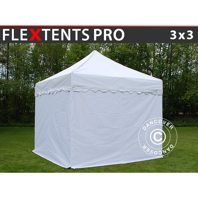 Faltzelt Faltpavillon Wasserdicht FleXtents pro 'Wave' 3x3m Weiß,