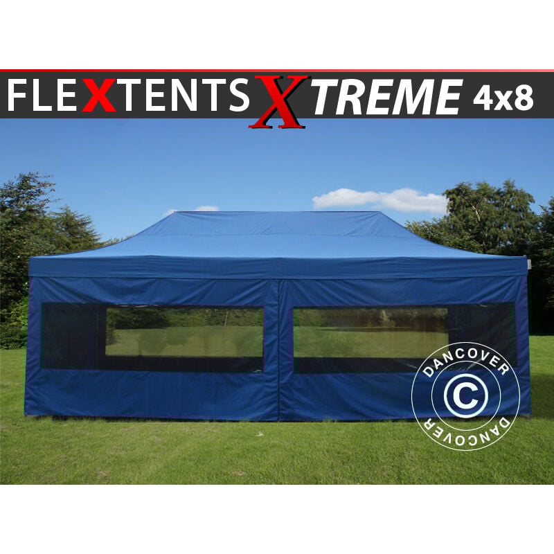 Faltzelt Faltpavillon Wasserdicht FleXtents Xtreme 50 4x8m Blau,