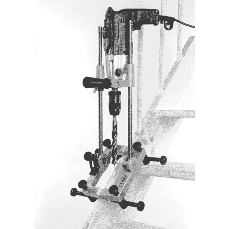 FAMAG Treppenbau-Bohrständer schwenkbar bis 45° Inklusive Spannvorrichtung Mobile Halterung aus Aluminium für Bohrmaschinen & Akkuschrauber kompakt,