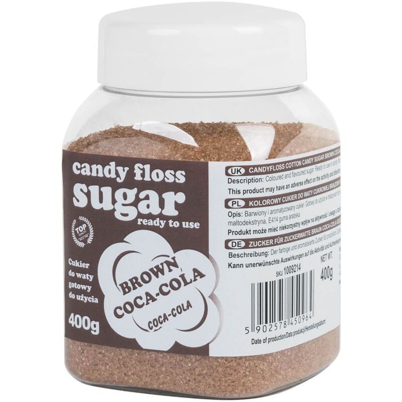 Farbiger Zuckerwatte-Zucker, braun, Coca-Cola-Geschmack, 400g