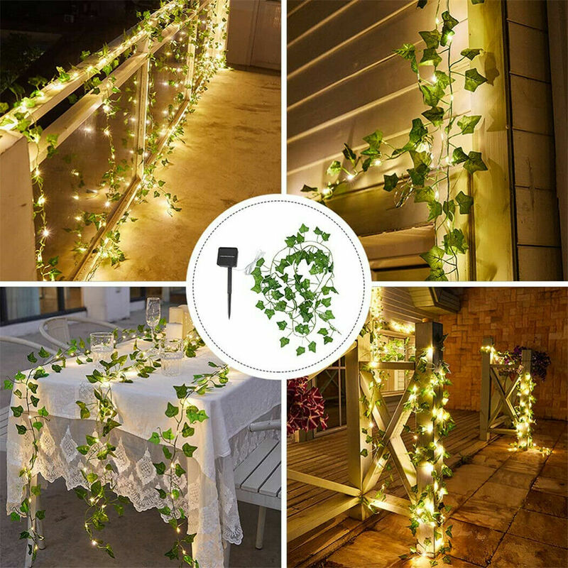 Efeu Lichterkette Girlande 5m mit 50LEDs LED-Lichterkette Blatt-Lichterkette Dekoration für Party, Hochzeit, Garten, Zimmer, Innen - Unho