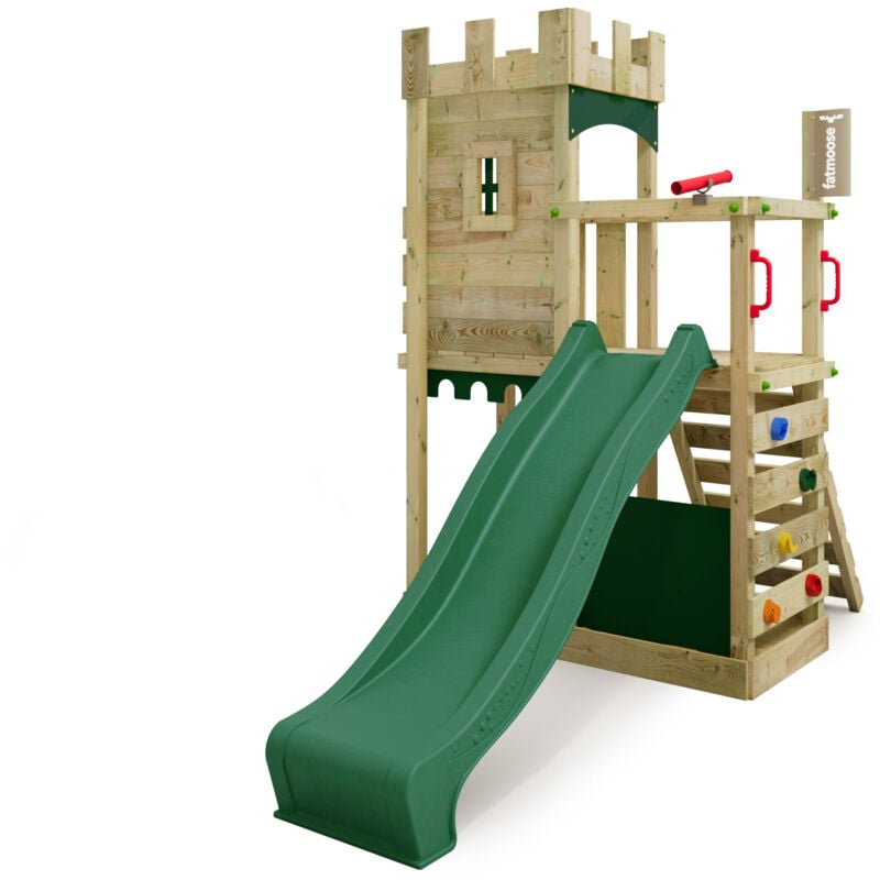 Spielturm Ritterburg BoldBaron mit Rutsche und Sandkasten, Integrierter Sandkasten – Grün - Fatmoose