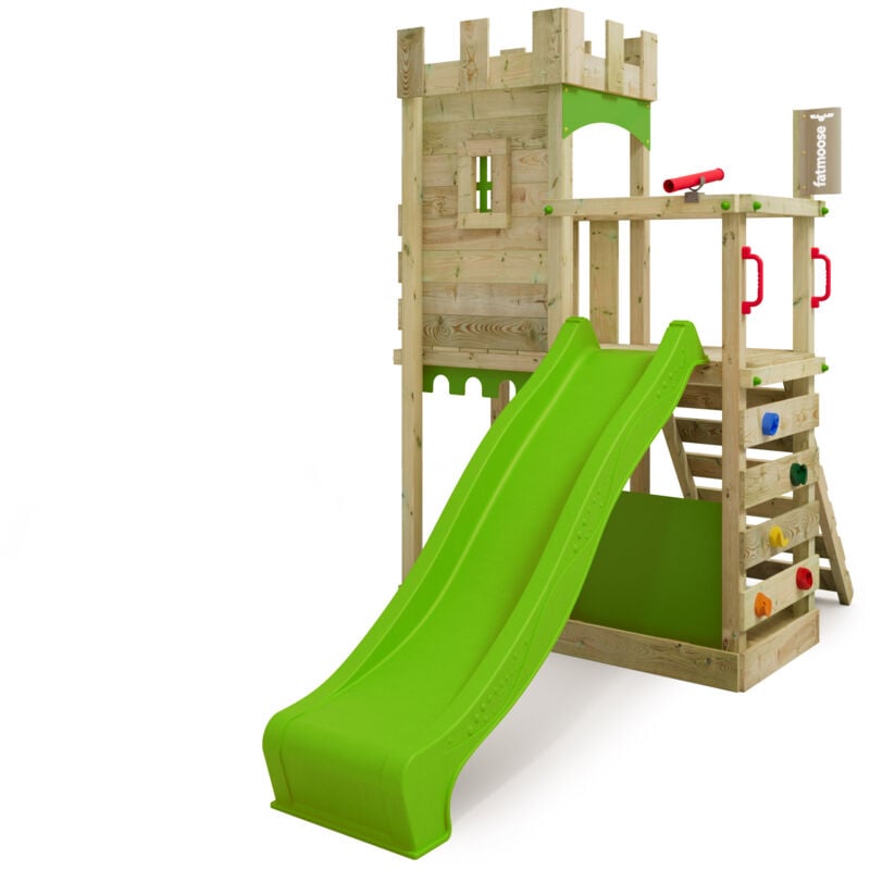 Spielturm Ritterburg BoldBaron mit Rutsche und Sandkasten, Integrierter Sandkasten – Apfelgrün - Fatmoose