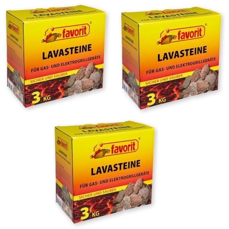 FAVORIT 3er Set Lavasteine – für Gas- und Elektrogrill (3 x 3kg Karton)