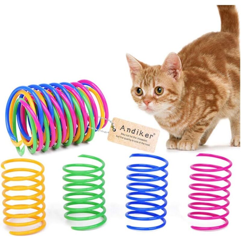 Federbelastetes Katzenspielzeug, 20-teiliges Feder-Katzenspielzeug-Set, farbenfrohes interaktives Katzenspielzeug, robuste und flexible Spiralfedern