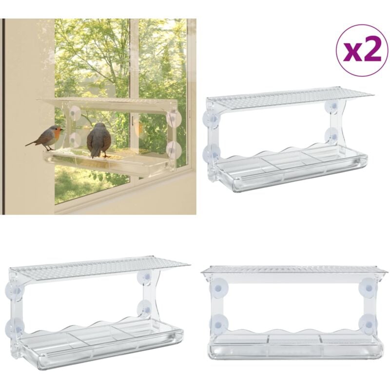 Fenster-Futterstellen für Vögel 2 Stk. Acryl 30x12x15 cm - Vogelhaus Fenster - Vogelhäuser Fenster - Home & Living - Transparent