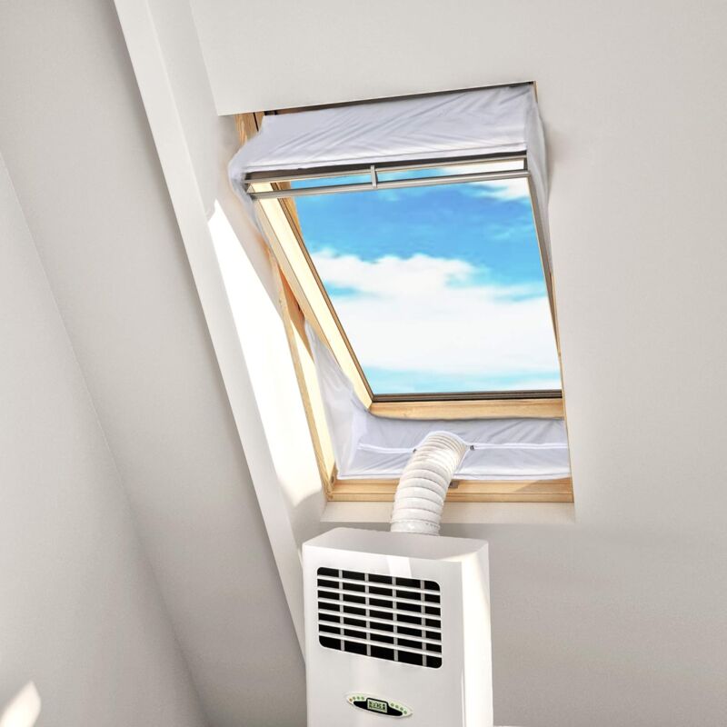 Fensterabdichtung für Mobile Klimageräte Dachfenster, Hot Air Stop zum Anbringen an Schwingfenster, Fensterabdichtung Klimaanlage für max. 390cm