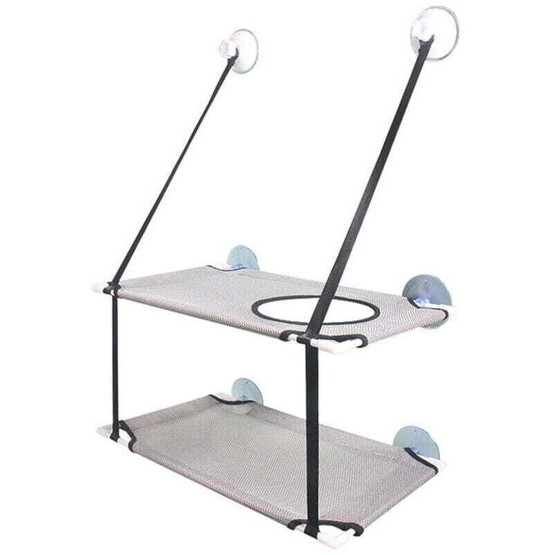 Fensterbank für Katzen, Katzenhängematte, Doppelfensterbank für Katzen, Platzsparende Katzenliege für große Katzen, Robuste, am Fenster befestigte