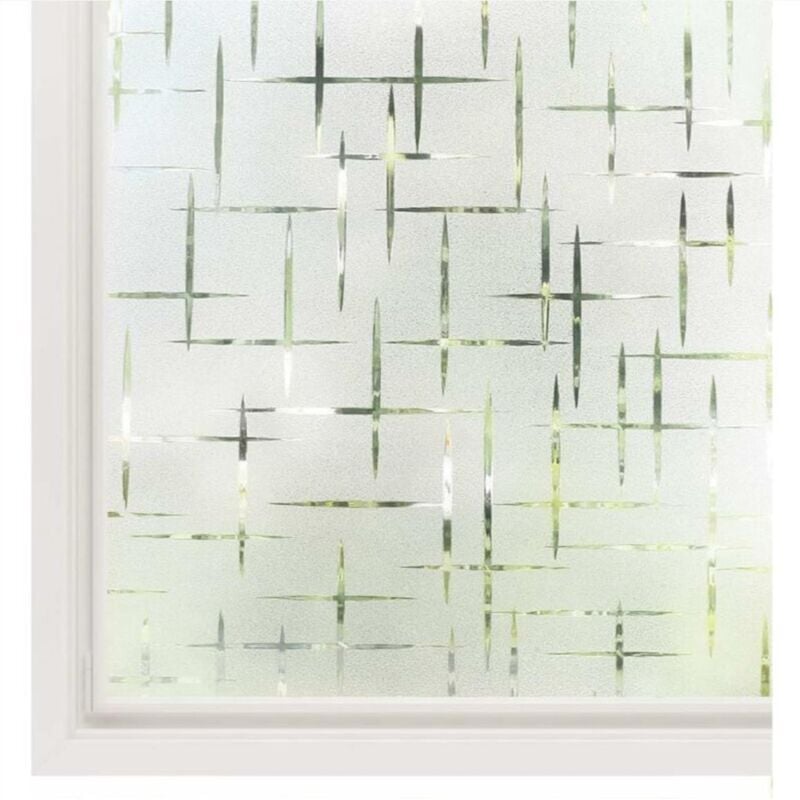 Fensterfolie aus Glas bietet gute Privatsphäre, elektrostatische Fensterfolie, mattiert, nicht klebend, Anti-Späh-Fensteraufkleber, Kreuzmuster,