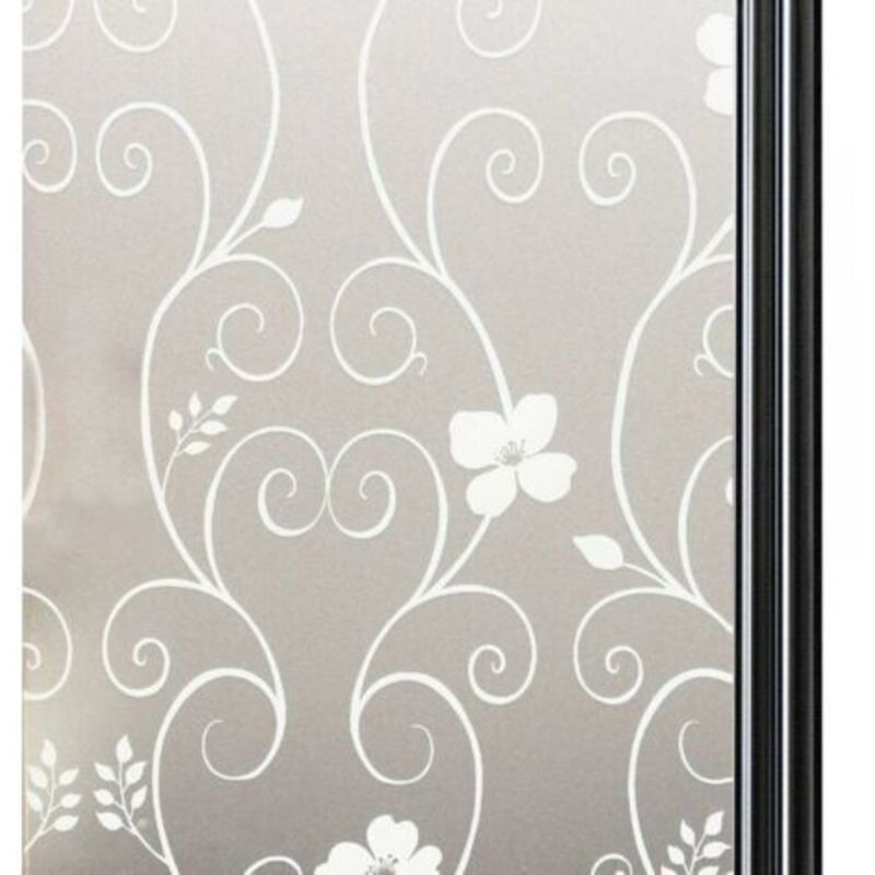 Fensterfolie blickdicht, dekorative Fensterfolie, UV-Schutz, 40x200 cm, weiße Blume