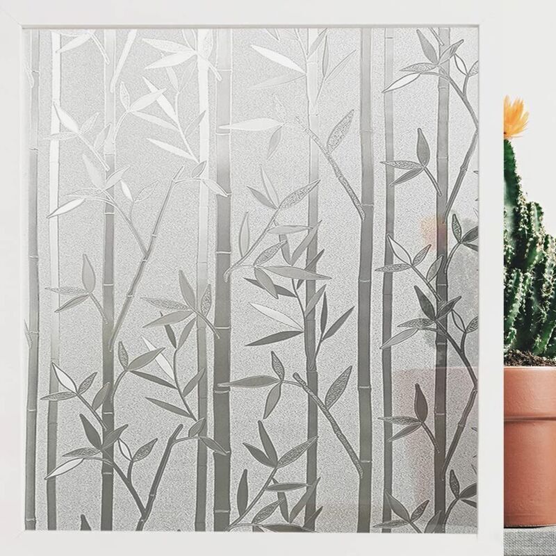 Fensterfolie, elektrostatische Fensterfolie, selbstklebend, blickdicht, UV-beständig, für Küche, Büro und Schlafzimmer, Bambusmuster, 44,5 x 200 cm