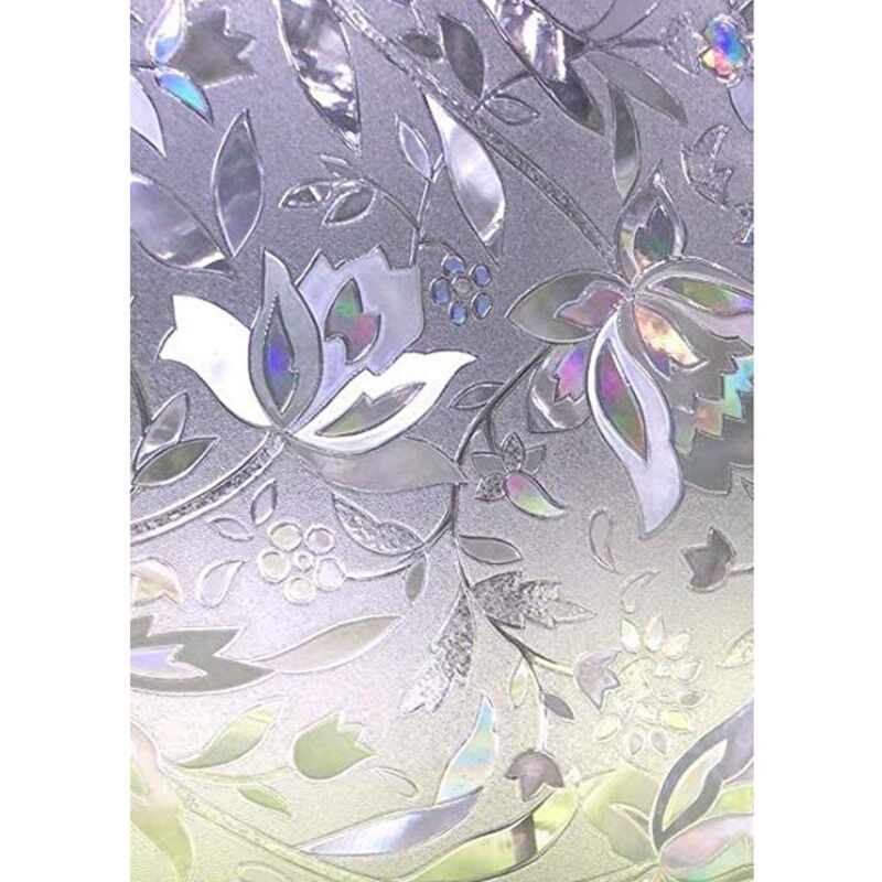 Fensterfolie, elektrostatische Folie, schützt die Privatsphäre, Anti-UV, dekorative Anti-Peek-Fensterfolie, Verdunkelung mit Tulpen-Blumen-Muster für