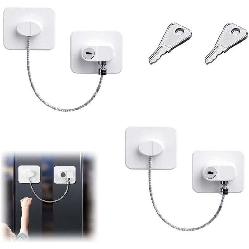 Fenstersicherung, Kindersicherung für Fenster, 2 Stück Fensterverriegelung, Weiß Kindersicherheitstür mit 2 Schlüsseln, Kindersicherung Fenster,