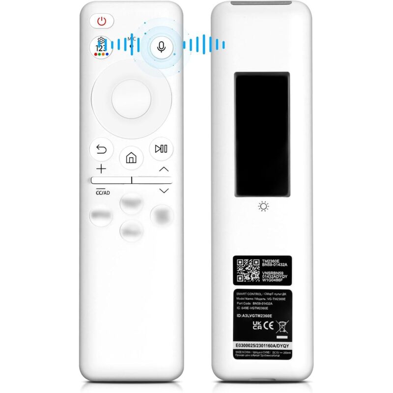 Fernbedienung BN59-01432A für Samsung Fernseher – Solar-Sprachfernbedienung mit USB-C – 4 Schnellzugriffstasten – Ersatz für Samsung Smart TVs