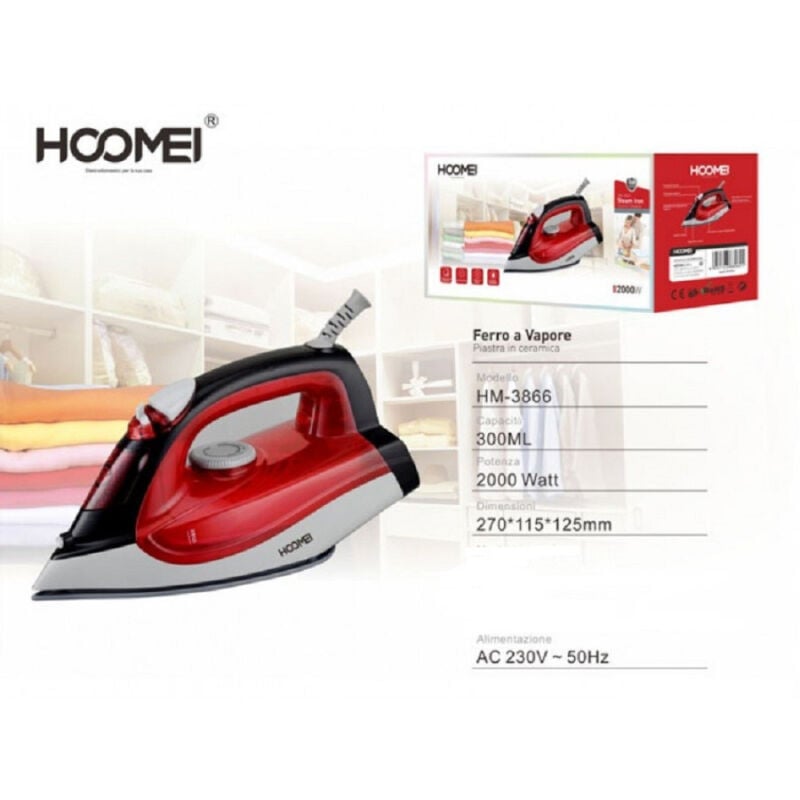 Trade Shop Traesio - Trade Shop - bügeleisen 2000 watt 300 ml tank keramiksohle dampfbügeln -