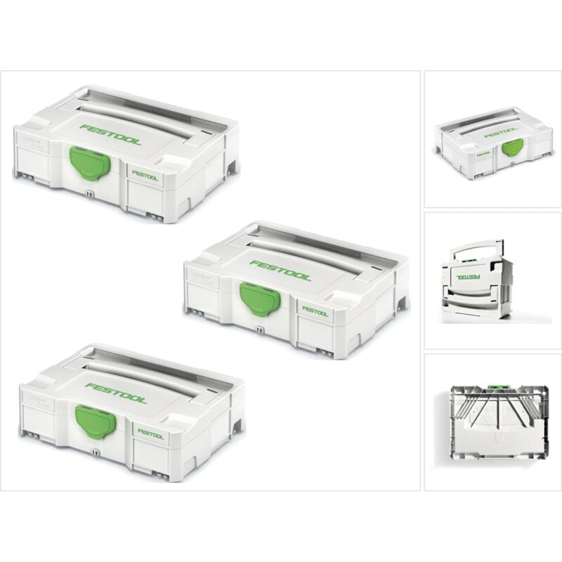 3 x Systainer t-loc sys 1 tl Werkzeug Koffer lichtgrau koppelbar ( 497563 ) - Festool