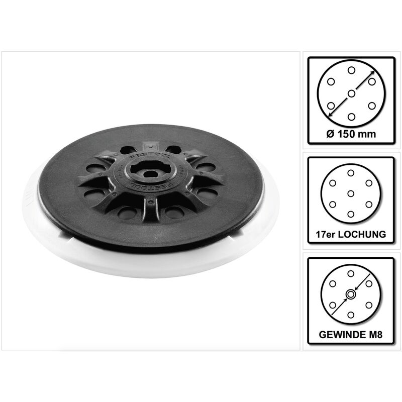 Schleifteller st-stf D150/17FT-M8-W-HT mit StickFix Technologie ( 498987 ) - Festool