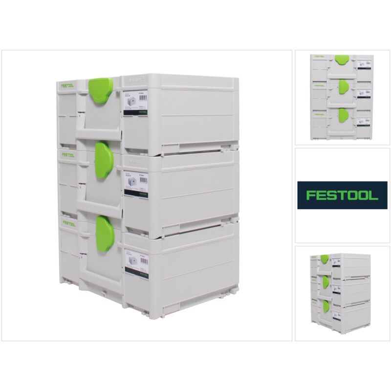 Systainer Set 3x SYS3 m 187 ( 3x 204842 ) 15,9 Liter 396x296x187mm Werkzeugkoffer koppelbar - Festool