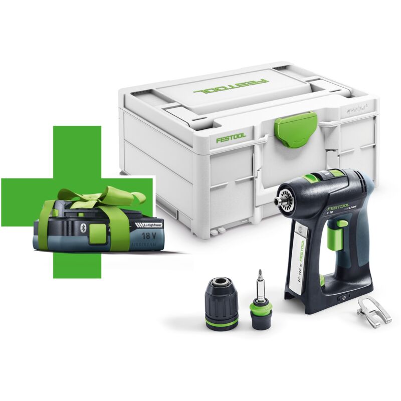 C 18-Basic-4,0 Akku Bohrschrauber 18 v 45 Nm Brushless ( 577050 ) + 1x Akku 4,0 Ah + Systainer - ohne Ladegerät - Festool