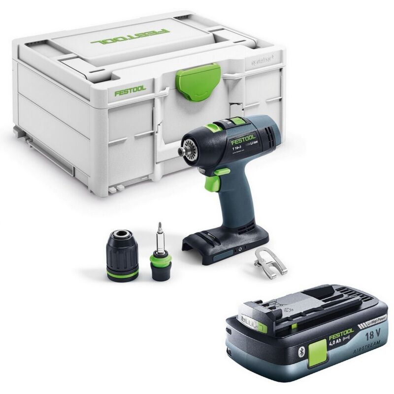 Festool T 18+3 Basic-4,0 Akku Bohrschrauber 18 V 50 Nm Brushless ( 577051 ) + 1x Akku 4,0 Ah + Systainer - ohne Ladegerät