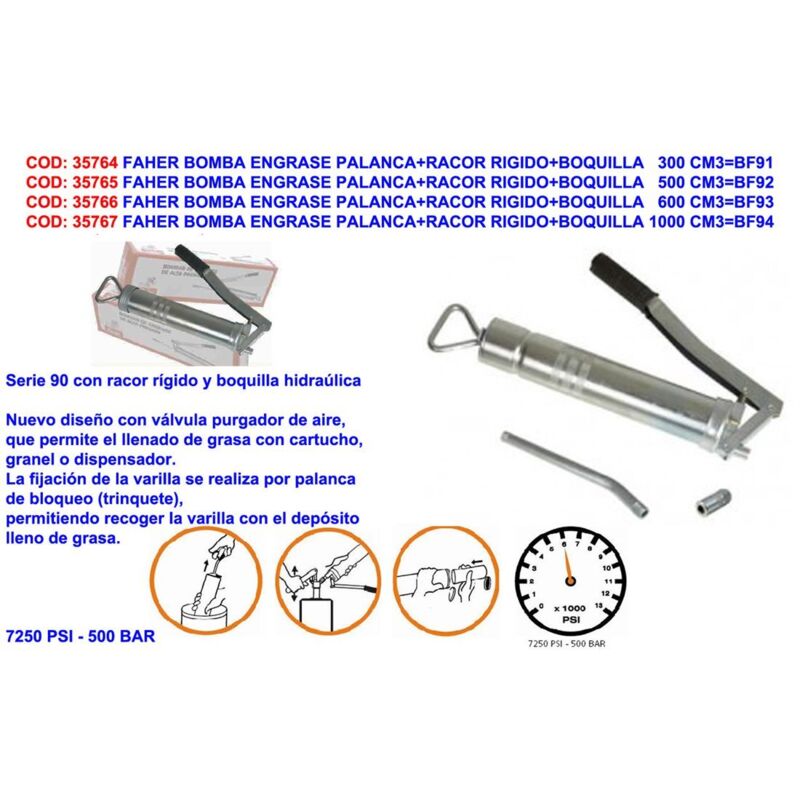 Fettpumpe mit Hebel, starrer Armatur und Düse 300 cm3 BF91