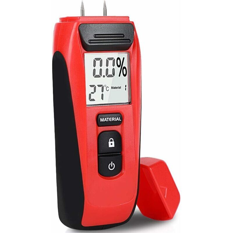 Feuchtigkeitsdetektor für verschiedene Materialien, 135 x 50 x 31 mm, Feuchtigkeitsmessgerät mit LED-Anzeige und 2 Pins, digitaler Hygrometeranschluss