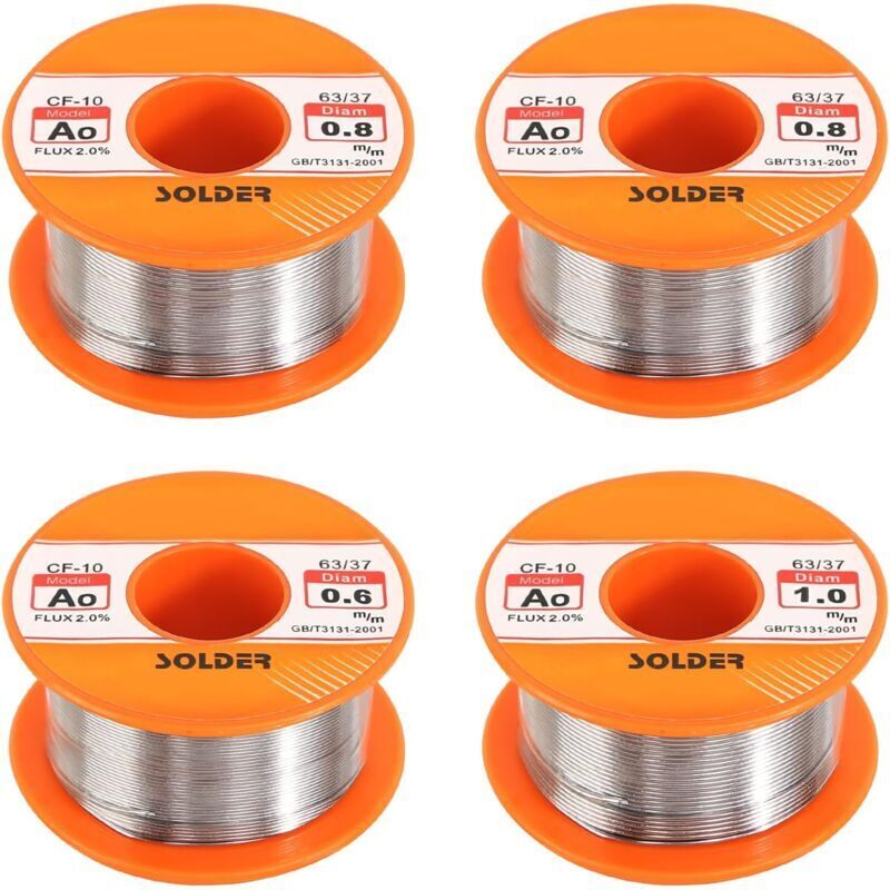 ZVD - Fil de Soudure, 4 Pièces Fil Etain a Souder Colophane Fil de Soudure, Soudure avec Noyau de Colophane Fil de Soudure avec Flux Bobine D'étain à