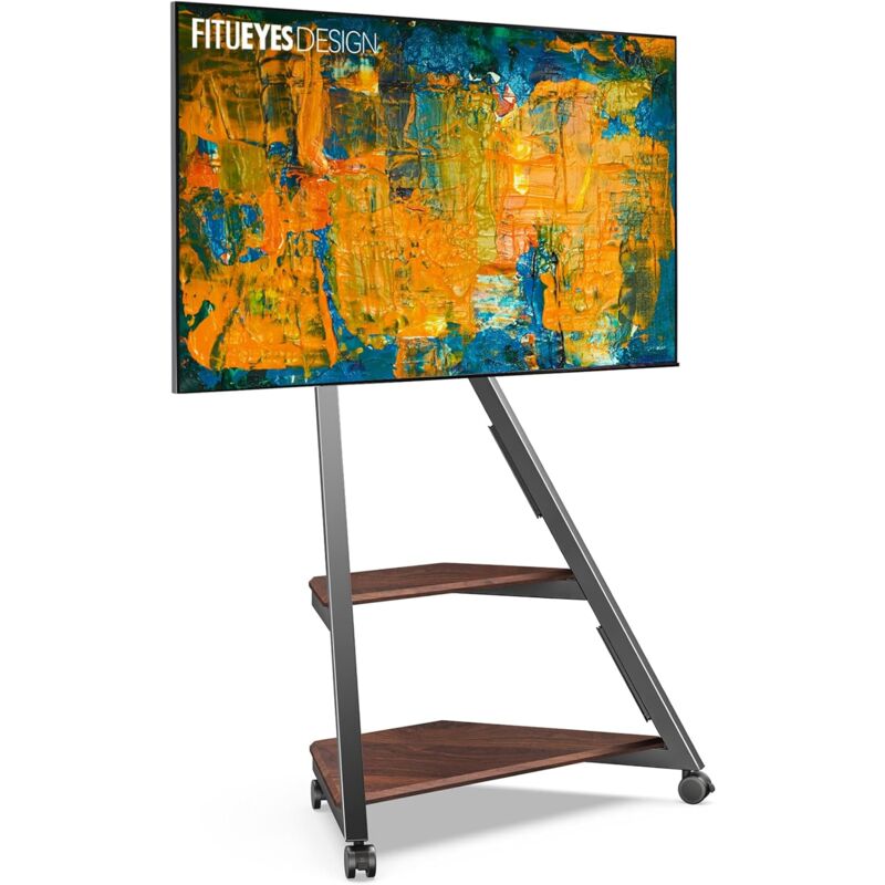 FITUEYES Design TV Stnder Rollbar TV Stand mit Rollen Ablagen f¨¹r 32 40 43 50 55 65 Zoll Flach & Curved Fernseher bis zu 40kg TV Standfuss neigbar