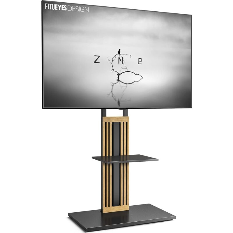 Fitueyes - Design tv Stnder Standfu tv Bodenstnder mit Ablage Fernsehstnder f¨¹r groe Fernseher 55 bis 80 Zoll bis zu 50kg Hhenverstellbar Schwenkbar