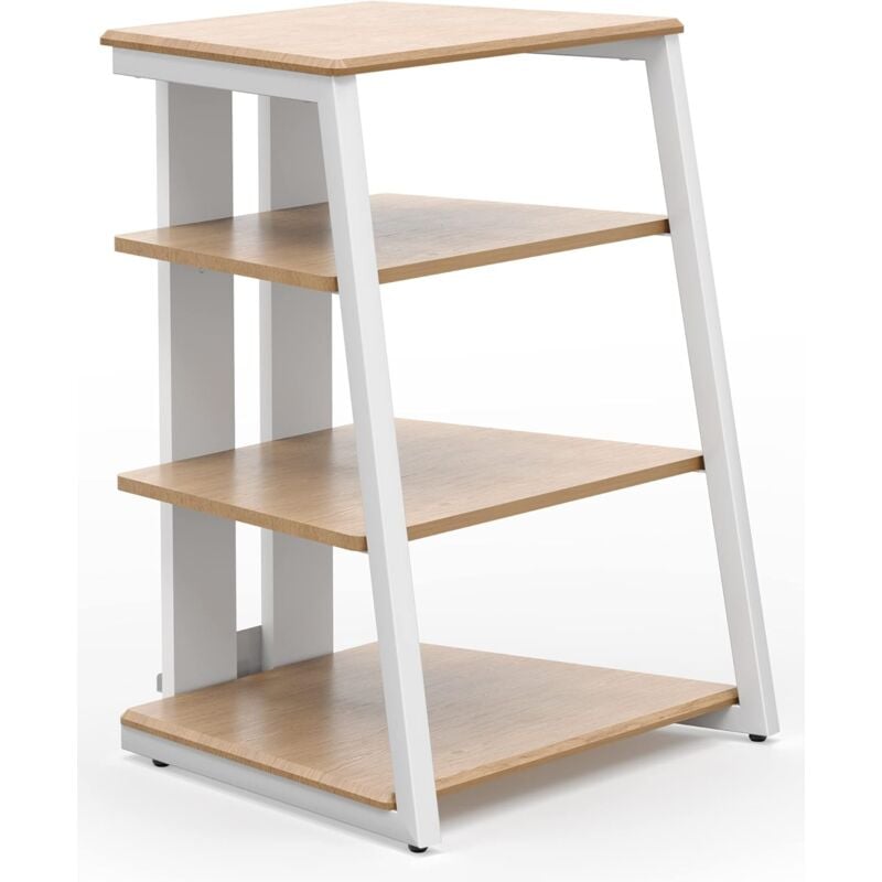 FITUEYES Design HiFi Rack aus Holz und Stahl, TV Rack mit verstellbaren Ablagen & Kabelmanagement, HiFi Regal f¨¹r DVD-Player Stereoanlagen