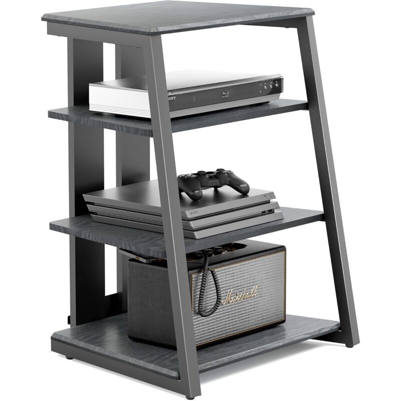 Fitueyes - Design HiFi Rack aus Holz und Stahl, tv Rack mit verstellbaren Ablagen & Kabelmanagement, HiFi Regal f¨¹r DVD-Player Stereoanlagen