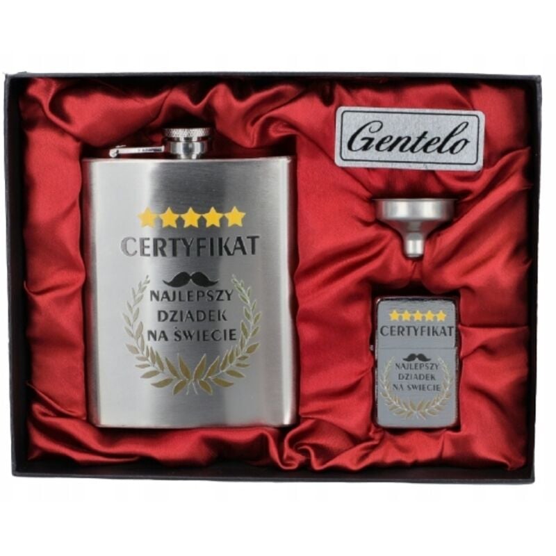 Flachmann + Feuerzeug Geschenkset „Weltbester Opa“