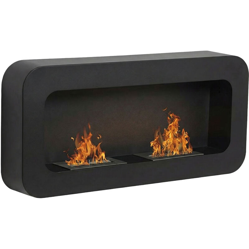 Flavia - Bioethanol-Wandkamin 100x46x16 cm mit 2 Brennern � 1,5 Liter, schwarz