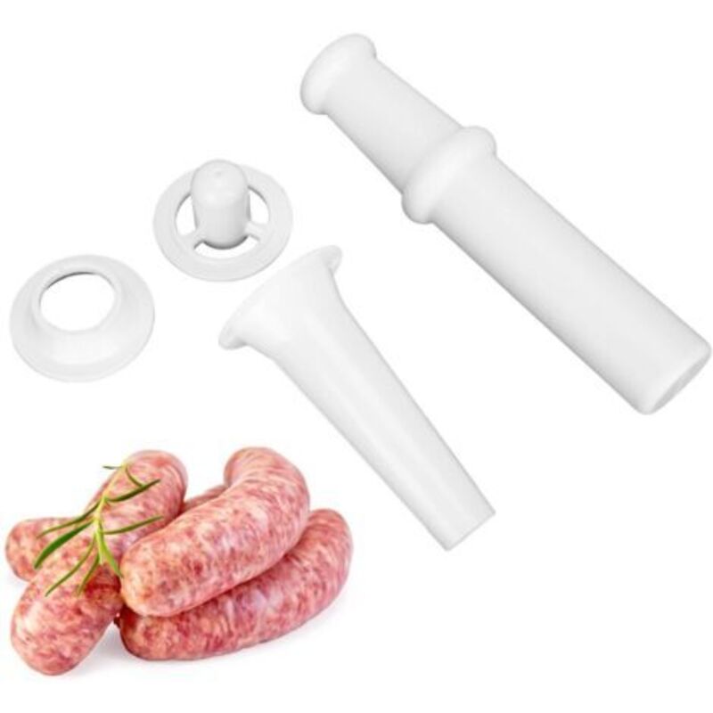Fleischwolf-Aufsatz für KitchenAid Küchenmaschinen mit Universalstopfer + Wurstfülldüse + Fleischwolf-Aufsatz Kubbe Größe 5