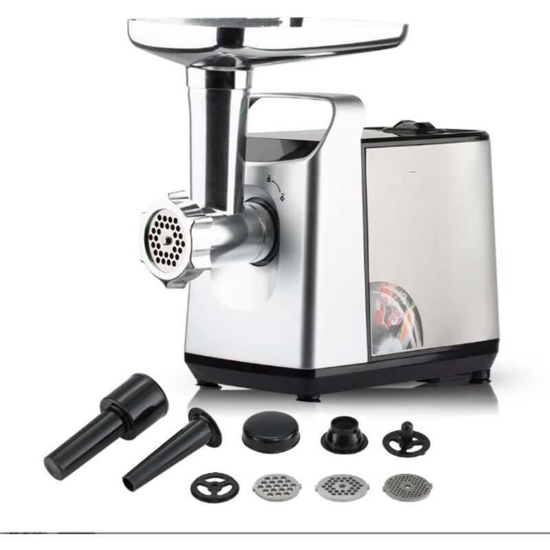 Fleischwolf aus Edelstahl, 1500 W max., 3-in-1-Elektro-Fleischwolf mit 3 Mahlplatten, Kubbe- und Wurstaufsatz, 1,5 kg/min