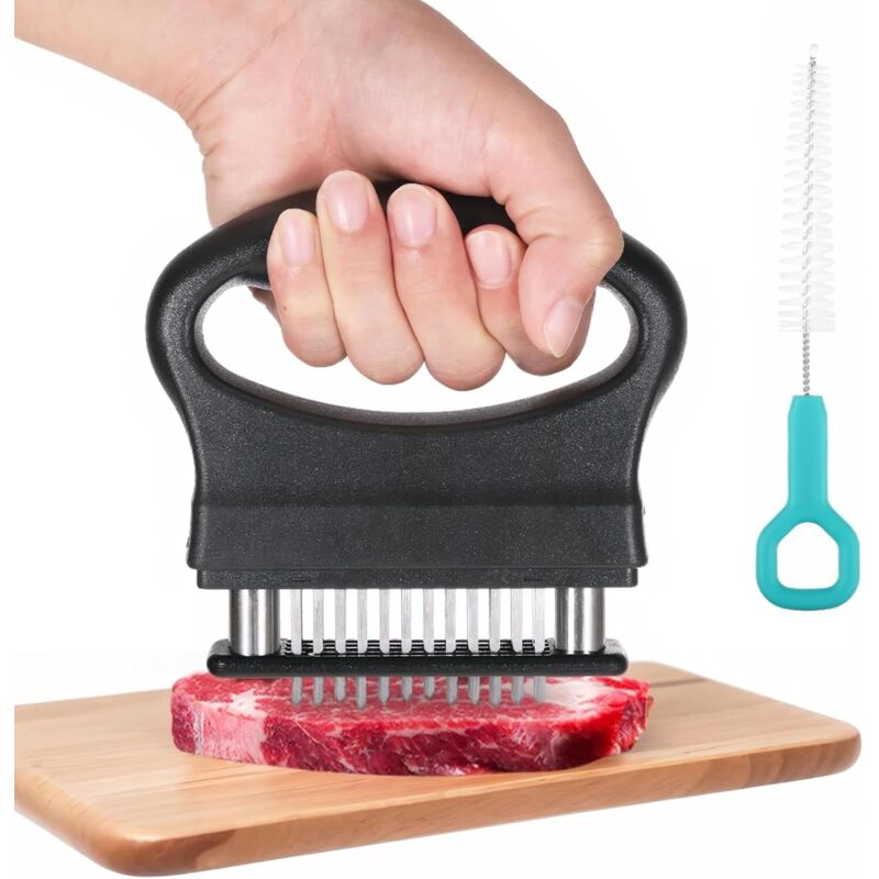 Fleischzartmacher mit 48 Klingen, Edelstahl, rutschfest, spülmaschinenfest, für Steak, Hähnchen, Schweinefleisch und Rinderbrust.